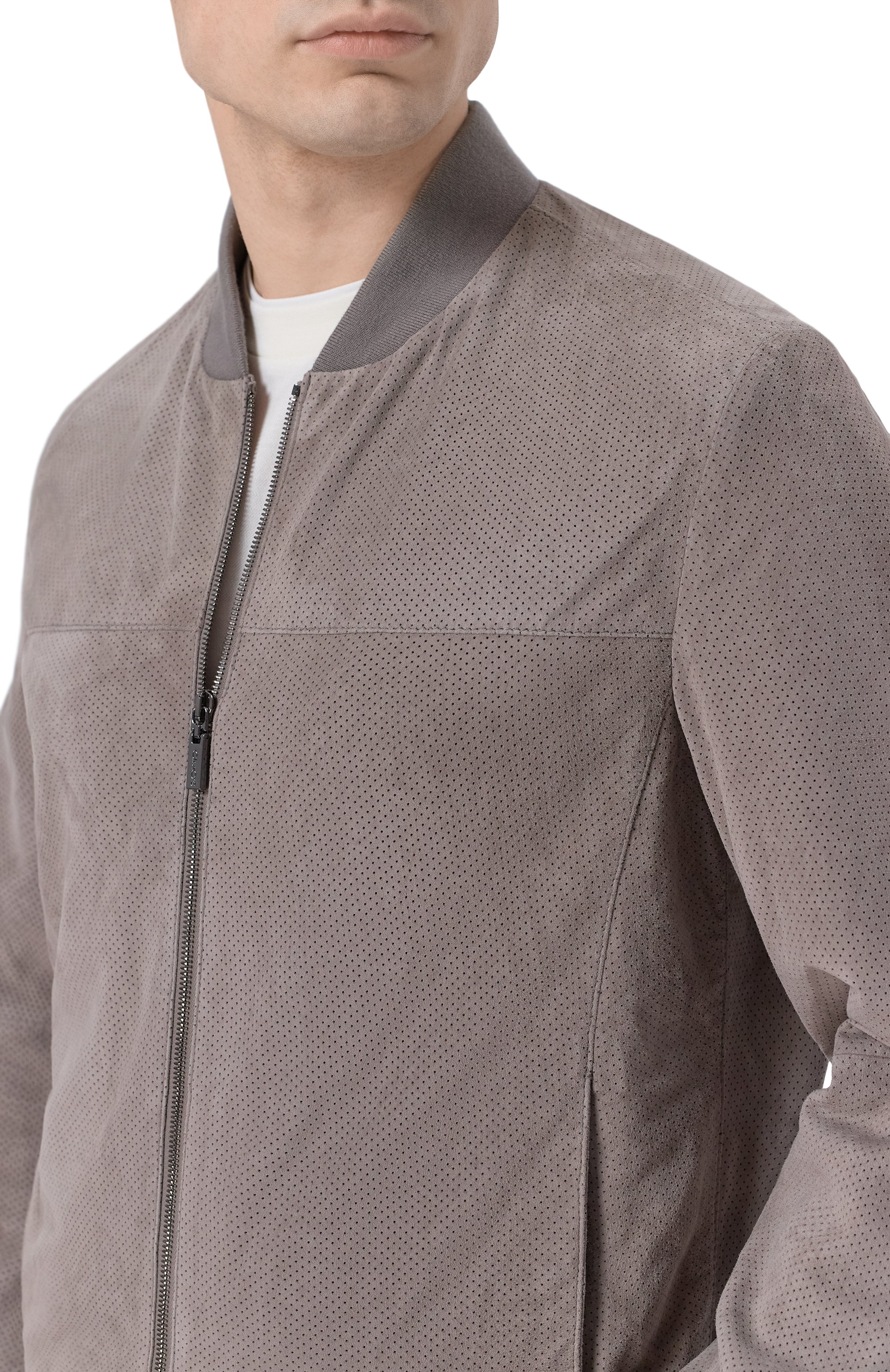 Замшевый бомбер GIMO'S серого цвета по цене 126000 руб., арт. 6S20.1.150.52F/YI, фото 5 Замшевый бомбер GIMO'S, арт. 6S20.1.150.52F/YI, фото 5