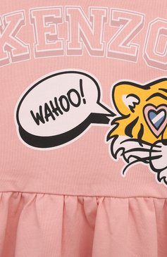 Детское хлопковое платье KENZO розового цвета, арт. K60207/3-5 | Фото 3 (Рукава: Короткие; Драгоценные камни: Проставлено; Материал внешний: Хлопок; Материал сплава: Проставлено; Девочки Кросс-КТ: Платье-одежда; Случай: Повседневный; Ростовка одежда: 24 мес | 92 см, 4 года | 104 см)
