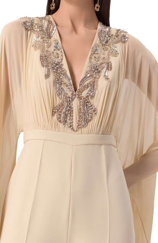 Шелковый комбинезон Zuhair Murad RJS25033/CRCA016 Бежевый  RJS25033/CRCA016 Фото 5