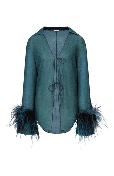 Женская блузка с отделкой перьями OSEREE, арт. LZS261/LUREX PLUMAGE