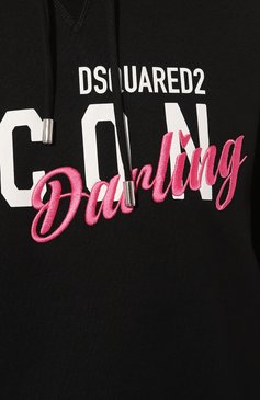 Женский хлопковое худи DSQUARED2 черного цвета, арт. S80GU0097/S25516 | Фото 5 (Материал внешний: Хлопок; Рукава: Длинные; Драгоценные камни: Проставлено; Материал сплава: Проставлено; Длина (для топов): Стандартные; Женское Кросс-КТ: Худи-одежда; Стили: Спорт-шик)