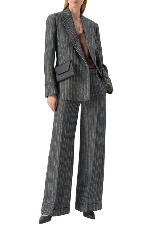 Льняные брюки Brunello Cucinelli MH542P8492 Серый  MH542P8492 Фото 2
