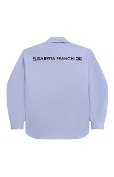 Детское хлопковая рубашка ELISABETTA FRANCHI LA MIA BAMBINA голубого цвета, арт. EFCA2380/CF026/10A-12A+ | Фото 2 (Материал внешний: Хлопок; Рукава: Длинные; Драгоценные камни: Проставлено; Материал сплава: Проставлено; Девочки-школьная форма: Блузки; Стили: Классический; Ростовка одежда: 13 - 15 лет | 158 см, 12 лет | 152 см, 10 - 11 лет | 140 - 146см)