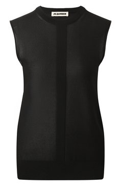 Женский топ из вискозы JIL SANDER черного цвета, арт. J01NC0157/J18337 | Фото 1 (Материал внешний: Вискоза; Драгоценные камни: Проставлено; Материал сплава: Проставлено; Длина (для топов): Стандартные; Рукава: Без рукавов; Стили: Минимализм)
