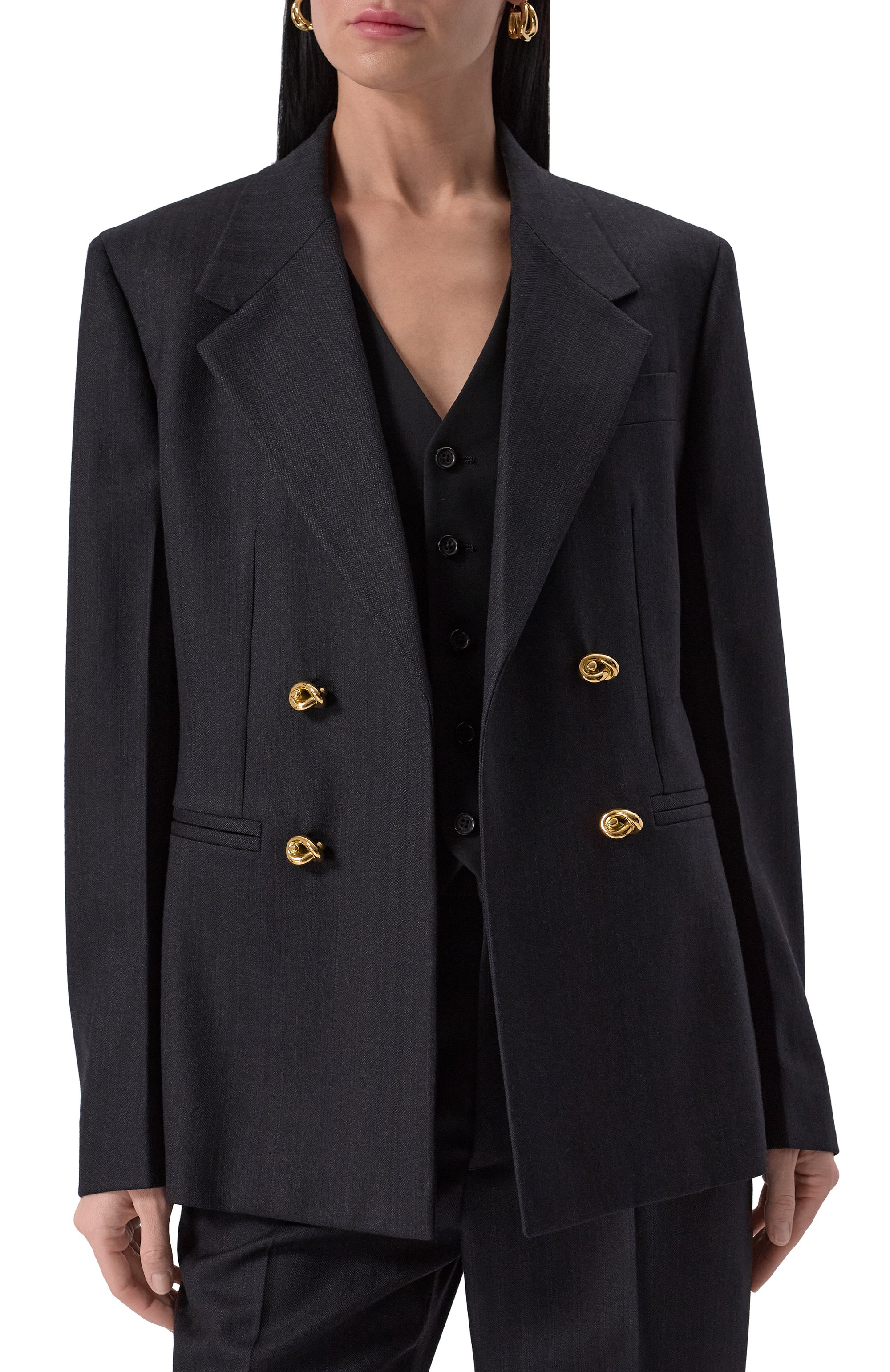 Шерстяной жакет BOTTEGA VENETA темно-синего цвета по цене 369500 руб., арт. 815668/V36K0, фото 3 Шерстяной жакет BOTTEGA VENETA, арт. 815668/V36K0, фото 3