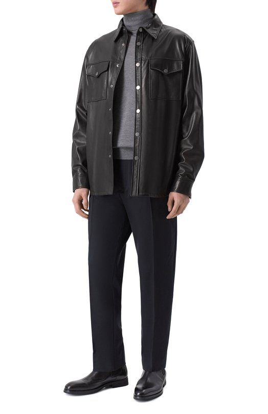 Кожаная куртка-рубашка MVST 54204/58-68 Чёрный  54204/58-68 Фото 2