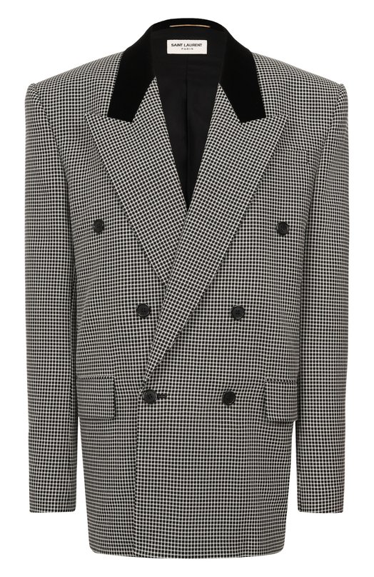 Шерстяной жакет Saint Laurent 766163/Y7E60 Серый 766163/Y7E60