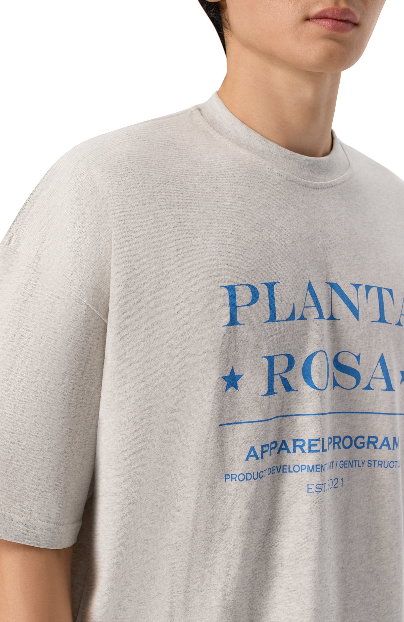 Хлопковая футболка PLANTA ROSA светло-серого цвета по цене 13500 руб., арт. PR/T02/PACIFIC/220VELVET, фото 6 Хлопковая футболка PLANTA ROSA, арт. PR/T02/PACIFIC/220VELVET, фото 6