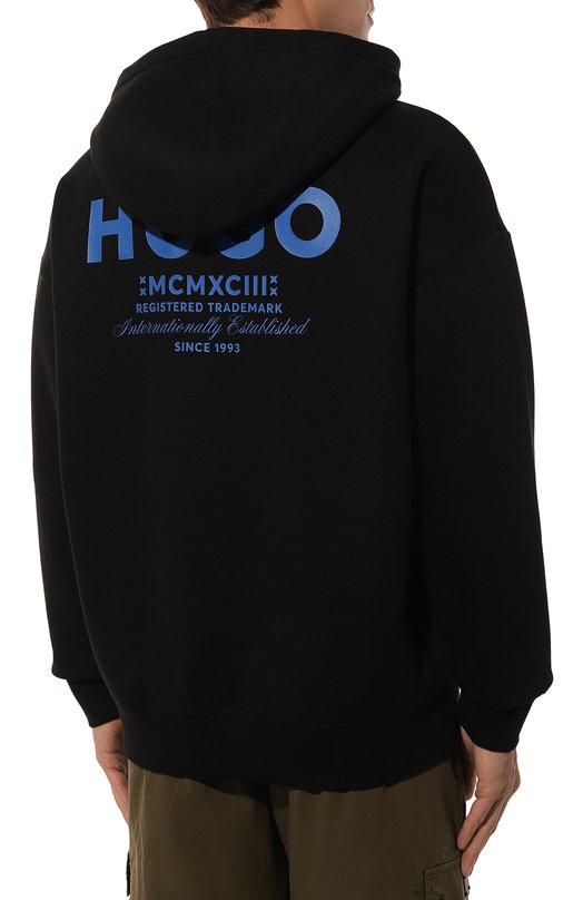 Хлопковое худи HUGO Blue Чёрный, фото 4