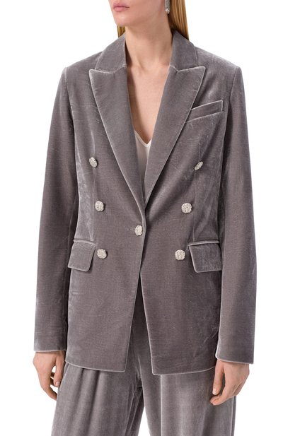 Бархатный жакет SEVEN LAB серого цвета по цене 33180 руб., арт. SSB.10.200.140, фото 3 Бархатный жакет SEVEN LAB, арт. SSB.10.200.140, фото 3