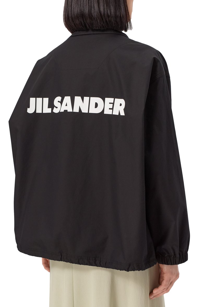 Женская хлопковая куртка JIL SANDER черного цвета, арт. J04AM0001-J45026 | Фото 4 (Материал внешний: Хлопок; Рукава: Длинные; Длина (верхняя одежда): Короткие; Кросс-КТ: Куртка, Легкие; Стили: Минимализм)