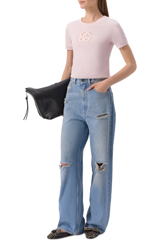 Хлопковая футболка Dolce & Gabbana F8N08Z/GDDMB Розовый  F8N08Z/GDDMB Фото 2