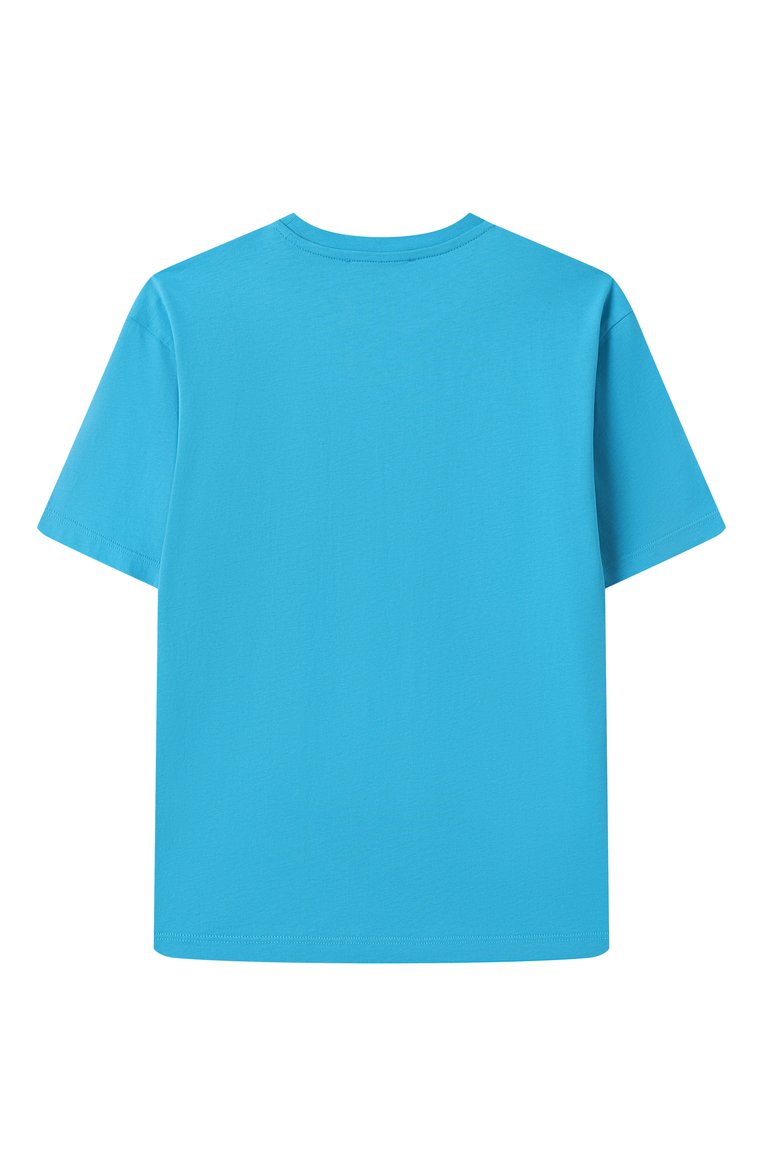 Детская хлопковая футболка MSGM KIDS голубого цвета, арт. S5MSJBTH036 | Фото 2 (Материал сплава: Проставлено; Рукава: Короткие; Драгоценные камни: Проставлено; Мальчики Кросс-КТ: Футболка-одежда; Материал внешний: Хлопок; Ростовка одежда: 10 - 11 лет | 140 - 146см, 12 лет | 152 см, 16 лет | 164 см, 8 лет | 128 см, 6 лет | 116 см)