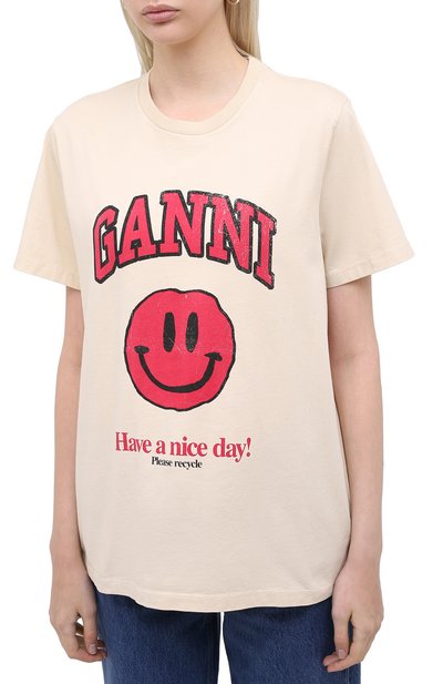 Хлопковая футболка GANNI, арт. T2654, фото 3