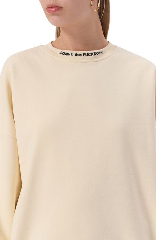 Хлопковый свитшот Comme des Fuckdown CFABW01370 Кремовый  CFABW01370 Фото 5