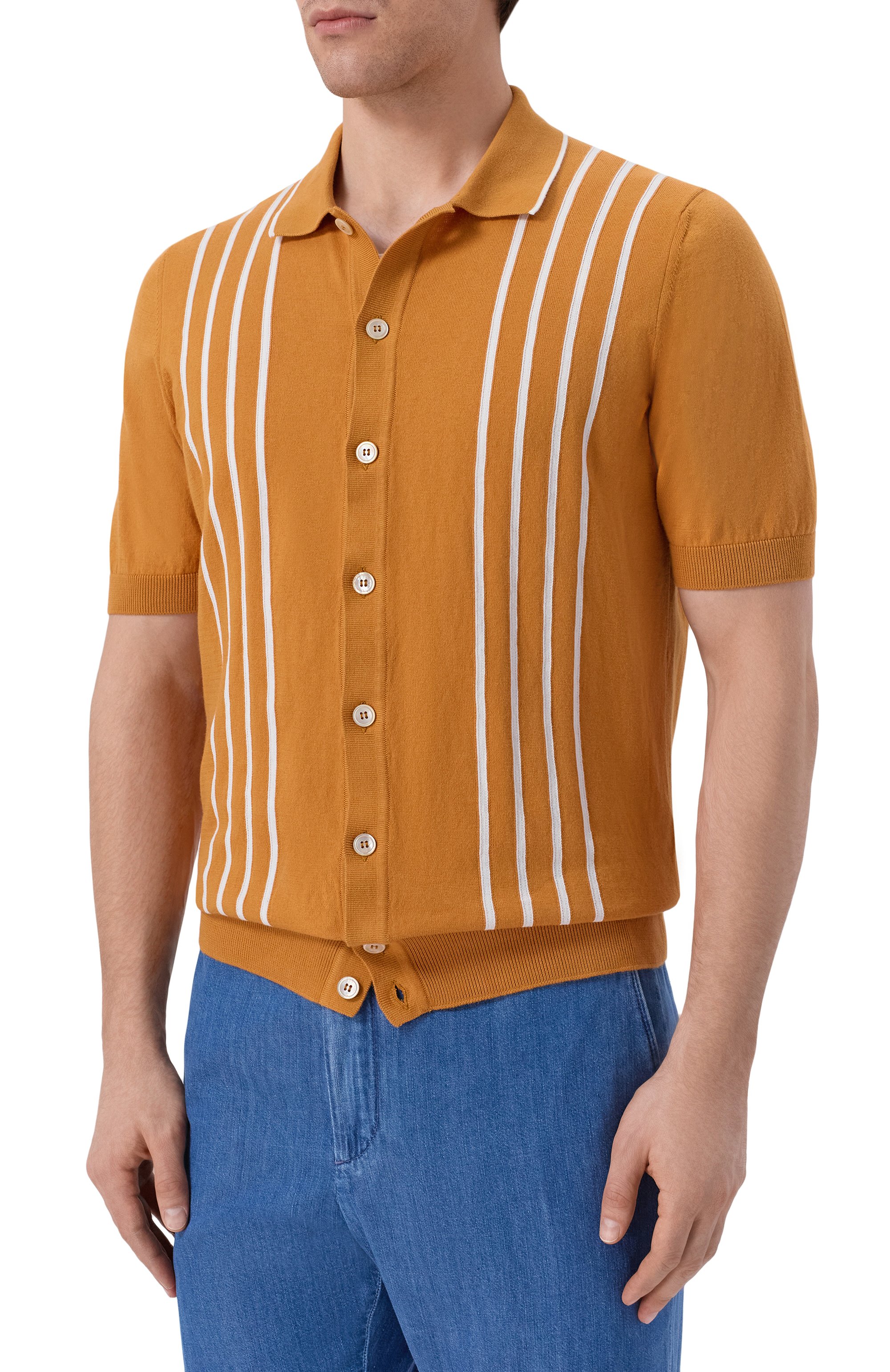 Хлопковая рубашка GRAN SASSO оранжевого цвета по цене 35300 руб., арт. 59135/18066, фото 3 Хлопковая рубашка GRAN SASSO, арт. 59135/18066, фото 3