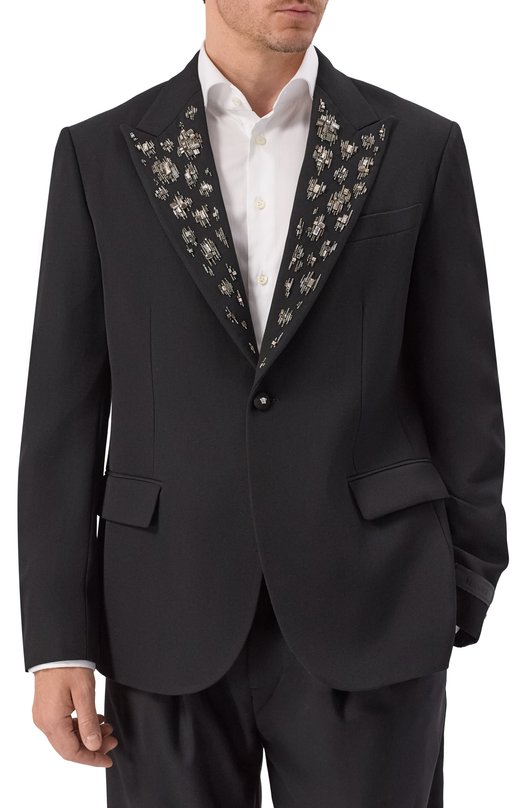Шерстяной пиджак Versace 1017383/1A12339 Чёрный  1017383/1A12339 Фото 3