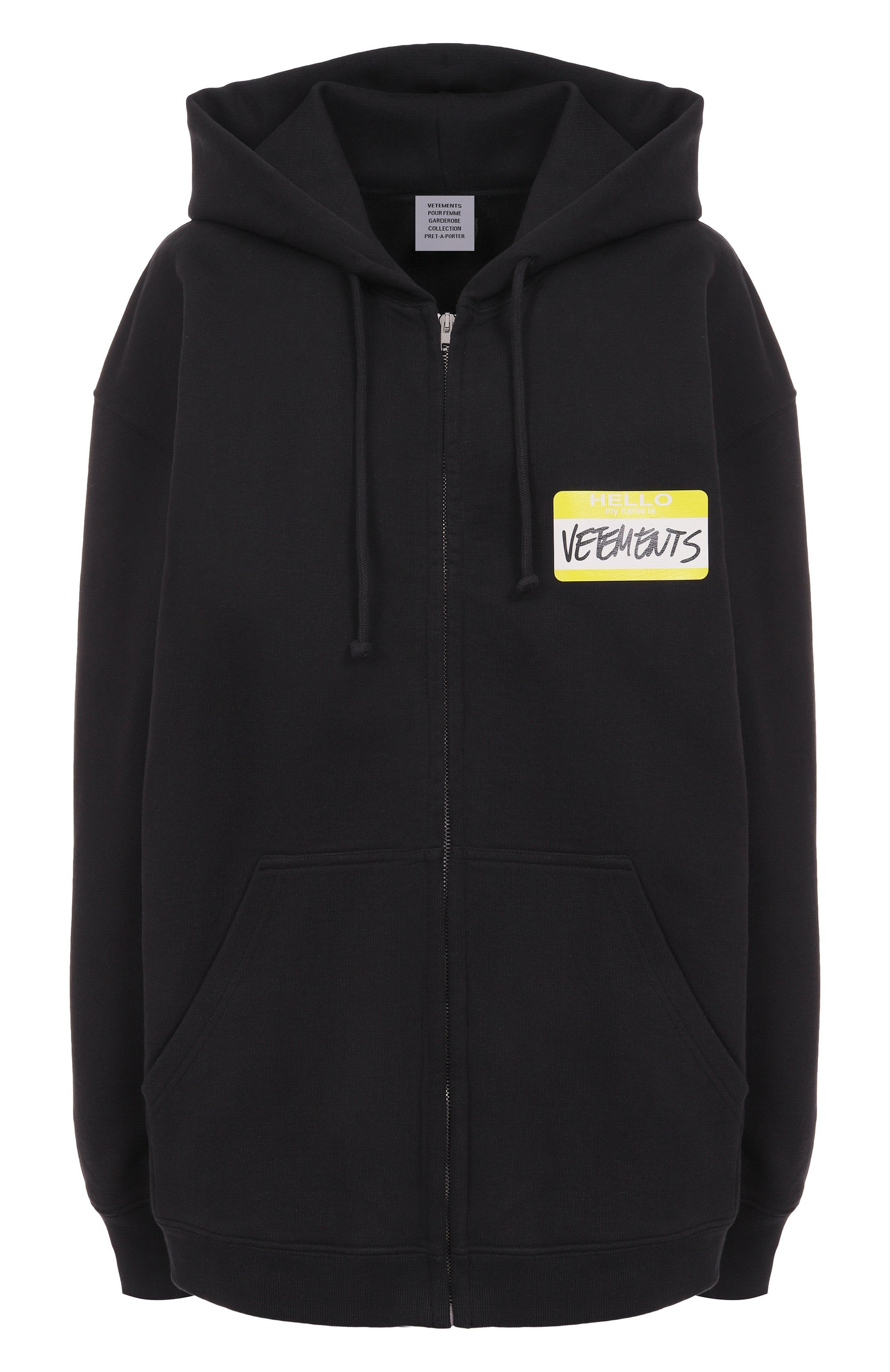 Хлопковая толстовка VETEMENTS черного цвета по цене 109500 руб., арт. UA53HD200B/1606 HEAVY M0LLET0N, фото 1 Хлопковая толстовка VETEMENTS, арт. UA53HD200B/1606 HEAVY M0LLET0N, фото 1