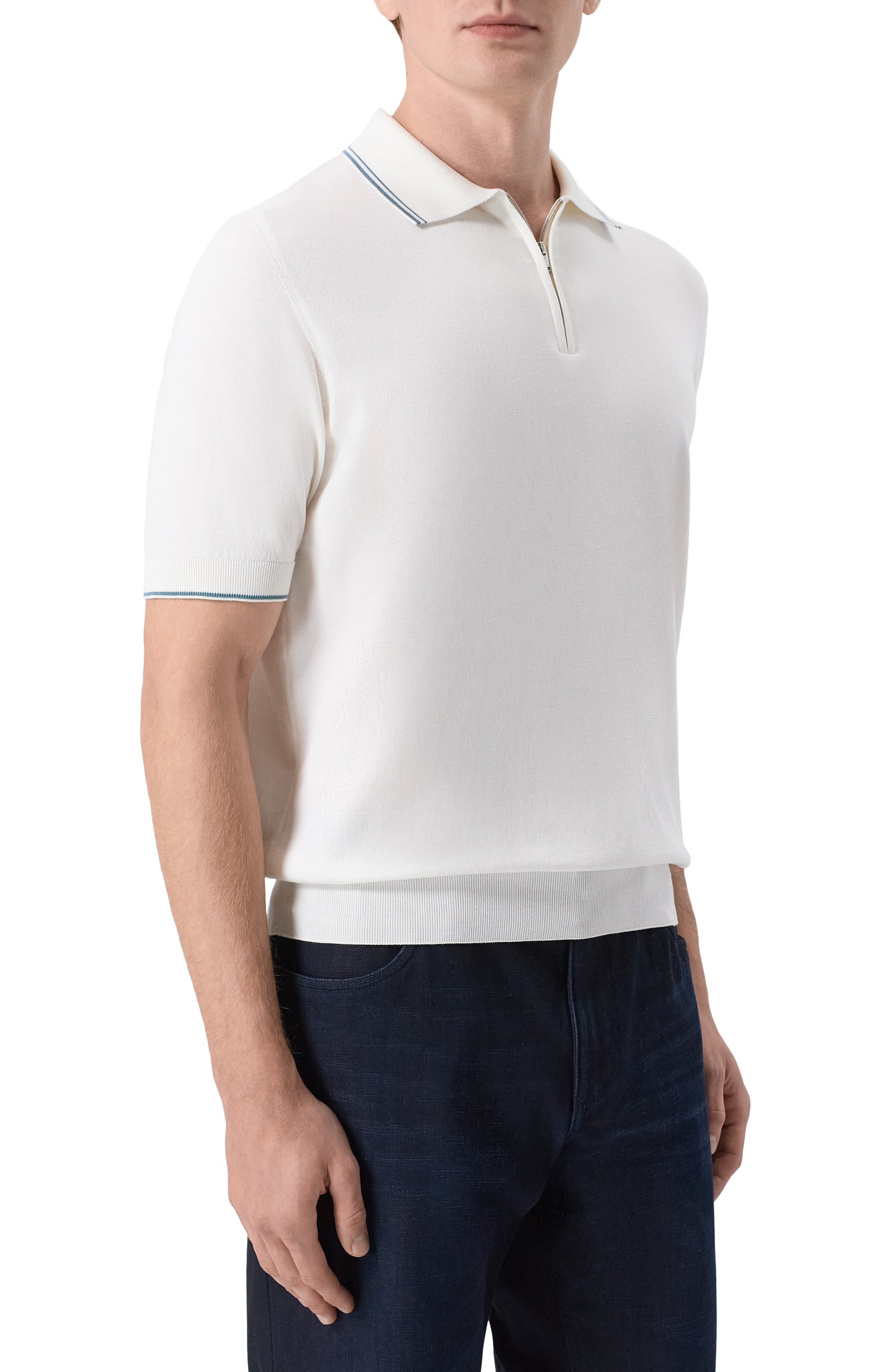 Поло из хлопка и шелка MVST белого цвета по цене 99500 руб., арт. M26.CSM.K425, фото 3 Поло из хлопка и шелка MVST, арт. M26.CSM.K425, фото 3