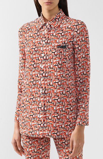 Хлопковая блуза прямого кроя с принтом PRADA, арт. P491C-1S2B-F0049, фото 3