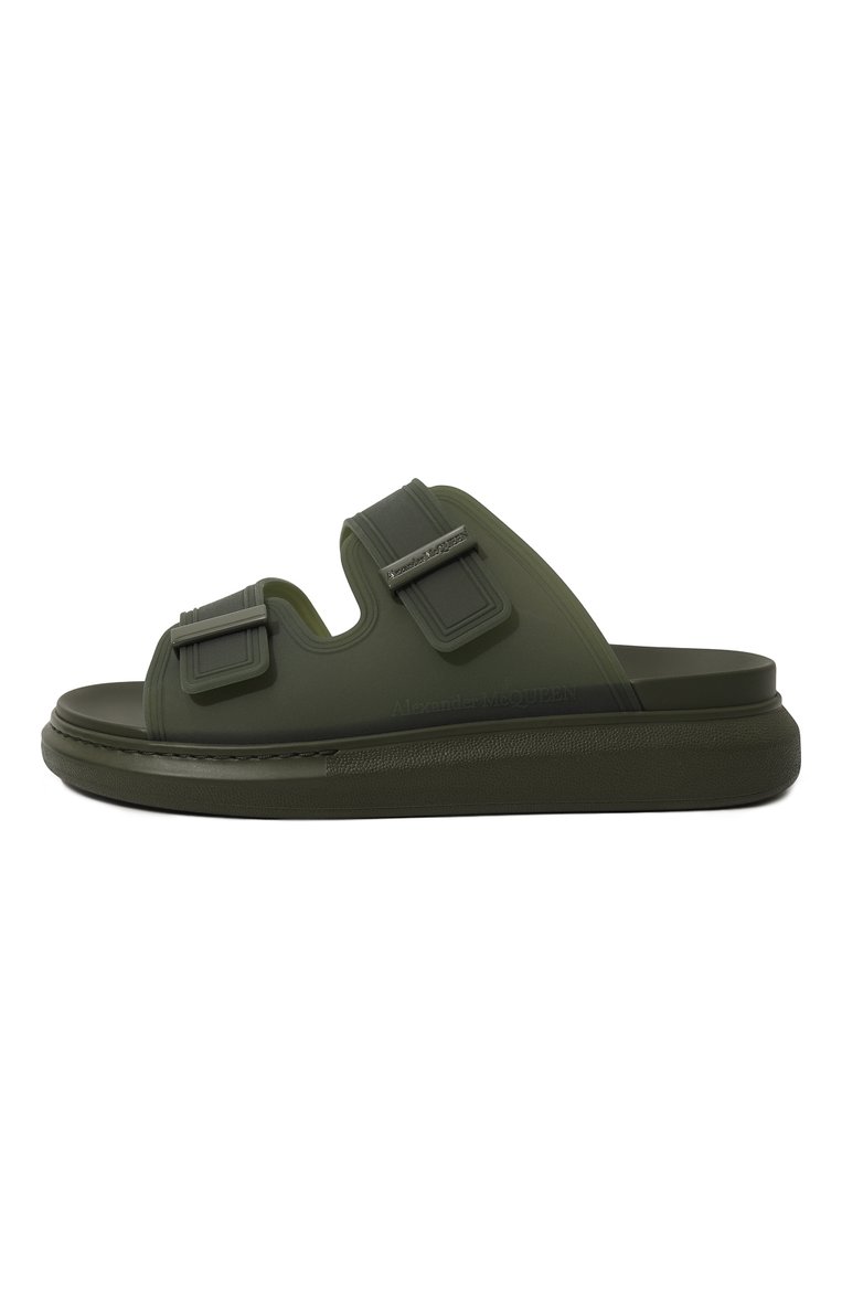 Мужские шлепанцы hybrid ALEXANDER MCQUEEN хаки цвета, арт. 663563/W4TM6 | Фото 4 (Нос: Не проставлено; Материал внешний: Резина)