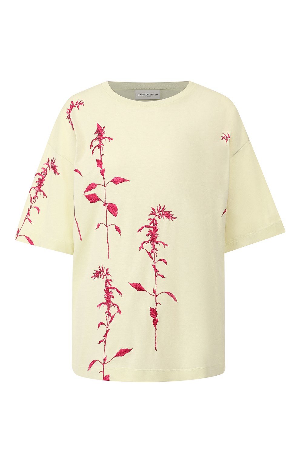 Хлопковая футболка DRIES VAN NOTEN зеленого цвета по цене 22900 руб., арт. 192-11179-8611, фото 1 Хлопковая футболка DRIES VAN NOTEN, арт. 192-11179-8611, фото 1