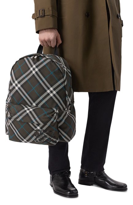 Мужской рюкзак BURBERRY темно-коричневого цвета, арт. 8102238 | Фото 2 (Материал: Текстиль; Размер: large; Материал сплава: Проставлено; Драгоценные камни: Проставлен�о)