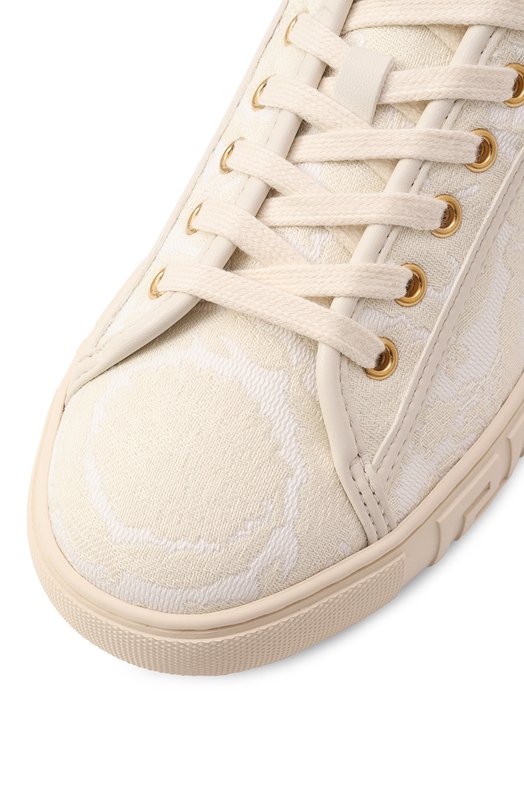 Текстильные кеды Barocco Greca Versace 1013568/1A09449 Кремовый  1013568/1A09449 Фото 7