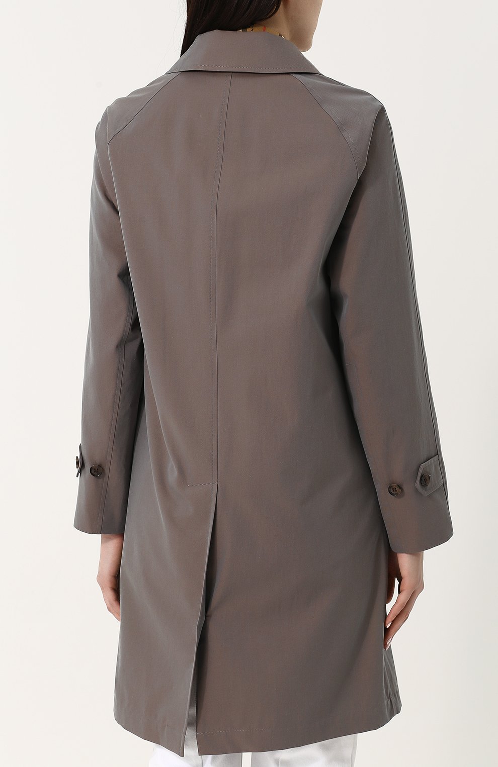 Однотонное хлопковое пальто прямого кроя BURBERRY, арт. 4073797, фото 4