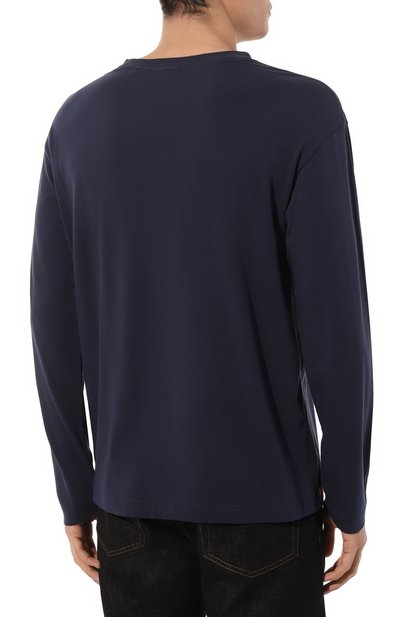 Хлопковый лонгслив HUGO темно-синего цвета по цене 6995 руб., арт. 50502399, фото 4 Хлопковый лонгслив HUGO, арт. 50502399, фото 4