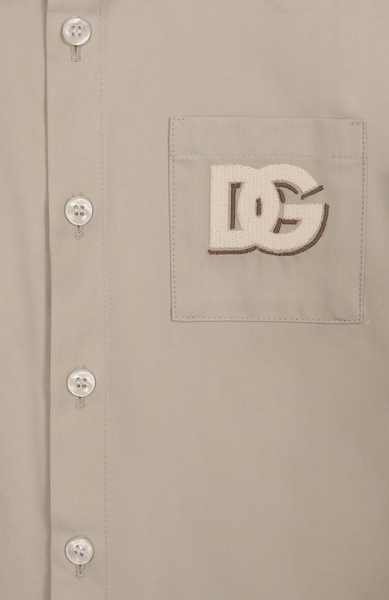 Детский хлопковая рубашка DOLCE & GABBANA светло-бежевого цвета, арт. L14S36/HUMRB | Фото 3 (Материал внешний: Хлопок, Синтетический материал; Нос: Не проставлено; Кросс-КТ НВ: Рубашка; Автоматизация состава: Проставлено; Ростовка одежда: 12 мес | 80 см, 24 мес | 92 см, 18 мес | 86 см)