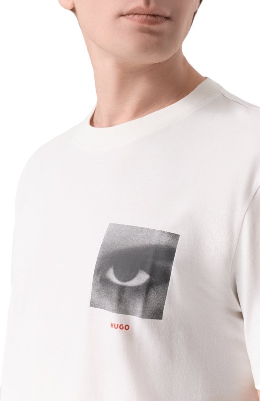 Хлопковая футболка HUGO 50553755 Белый  50553755 Фото 5