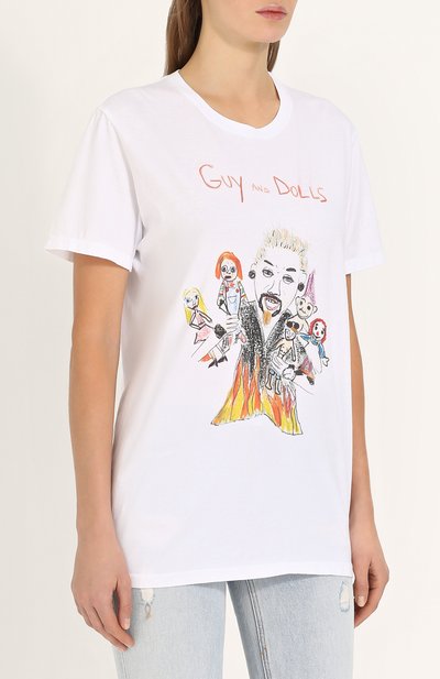 Хлопковая футболка с круглым вырезом и принтом UNFORTUNATE PORTRAIT, арт. GUY AND D0LLS/SS TEE, фото 3