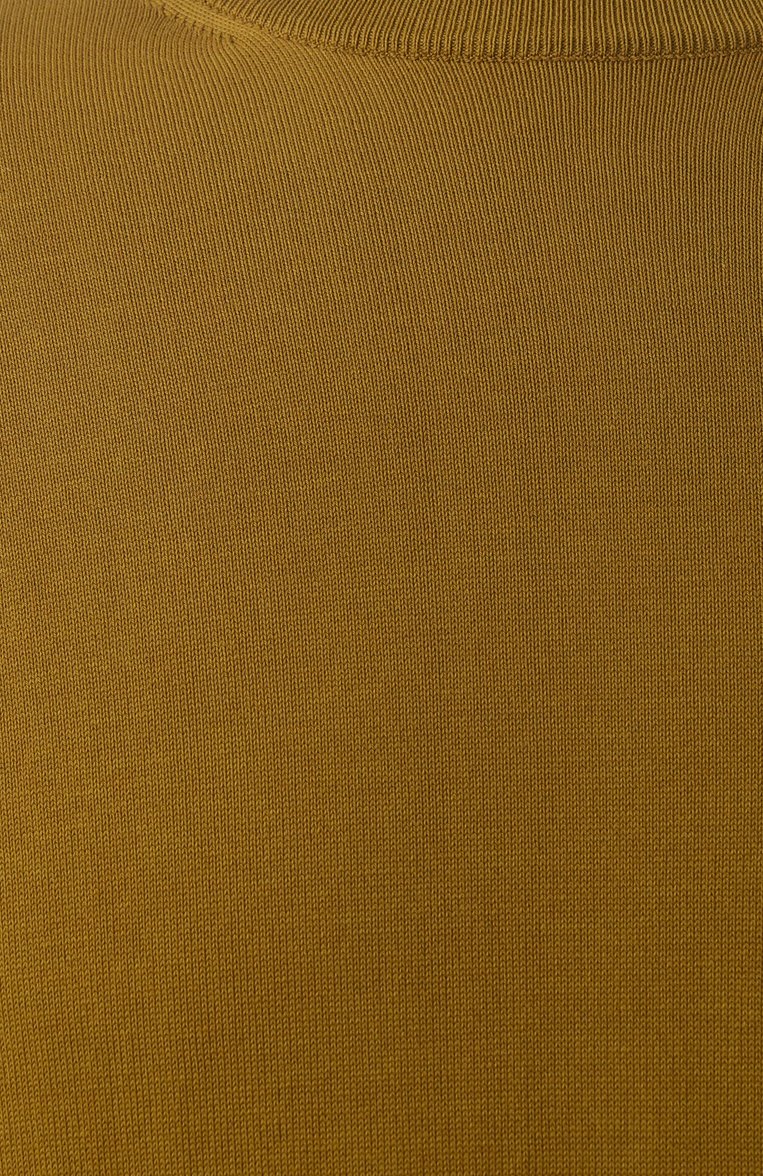 Мужской хлопковый джемпер CANALI горчичного цвета, арт. C0012/MK00145 | Фото 6 (Рукава: Длинные; Длина (для топов): Стандартные; Материал внешний: Хлопок; Материал сплава: Проставлено; Драгоценные камни: Проставлено; Вырез: Круглый; Мужское Кросс-КТ: Джемперы; Принт: Без принта; Стили: Кэжуэл)