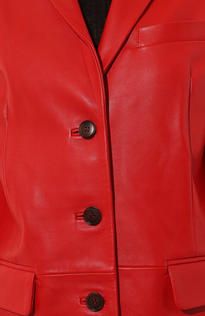 Кожаный жакет LESYANEBO красного цвета по цене 138000 руб., арт. LN09H-0201_OZ, фото 5 Кожаный жакет LESYANEBO, арт. LN09H-0201_OZ, фото 5
