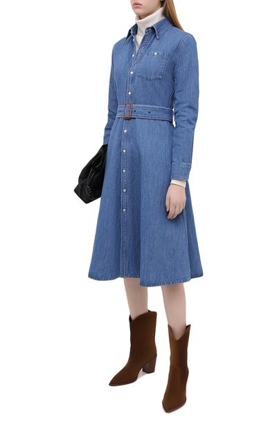 Платье из хлопка и льна POLO RALPH LAUREN синего цвета по цене 23650 руб., арт. 211810536, фото 2 Платье из хлопка и льна POLO RALPH LAUREN, арт. 211810536, фото 2
