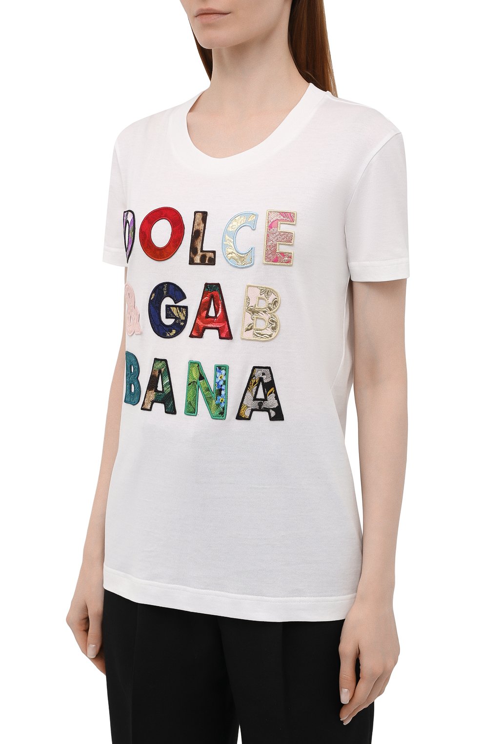 Хлопковая футболка DOLCE & GABBANA белого цвета по цене 84150 руб., арт. F8N17Z/G7YMQ, фото 3 Хлопковая футболка DOLCE & GABBANA, арт. F8N17Z/G7YMQ, фото 3