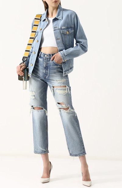 Укороченные джинсы прямого кроя с потертостями MOUSSY, арт. 010BSC11-1240, фото 2