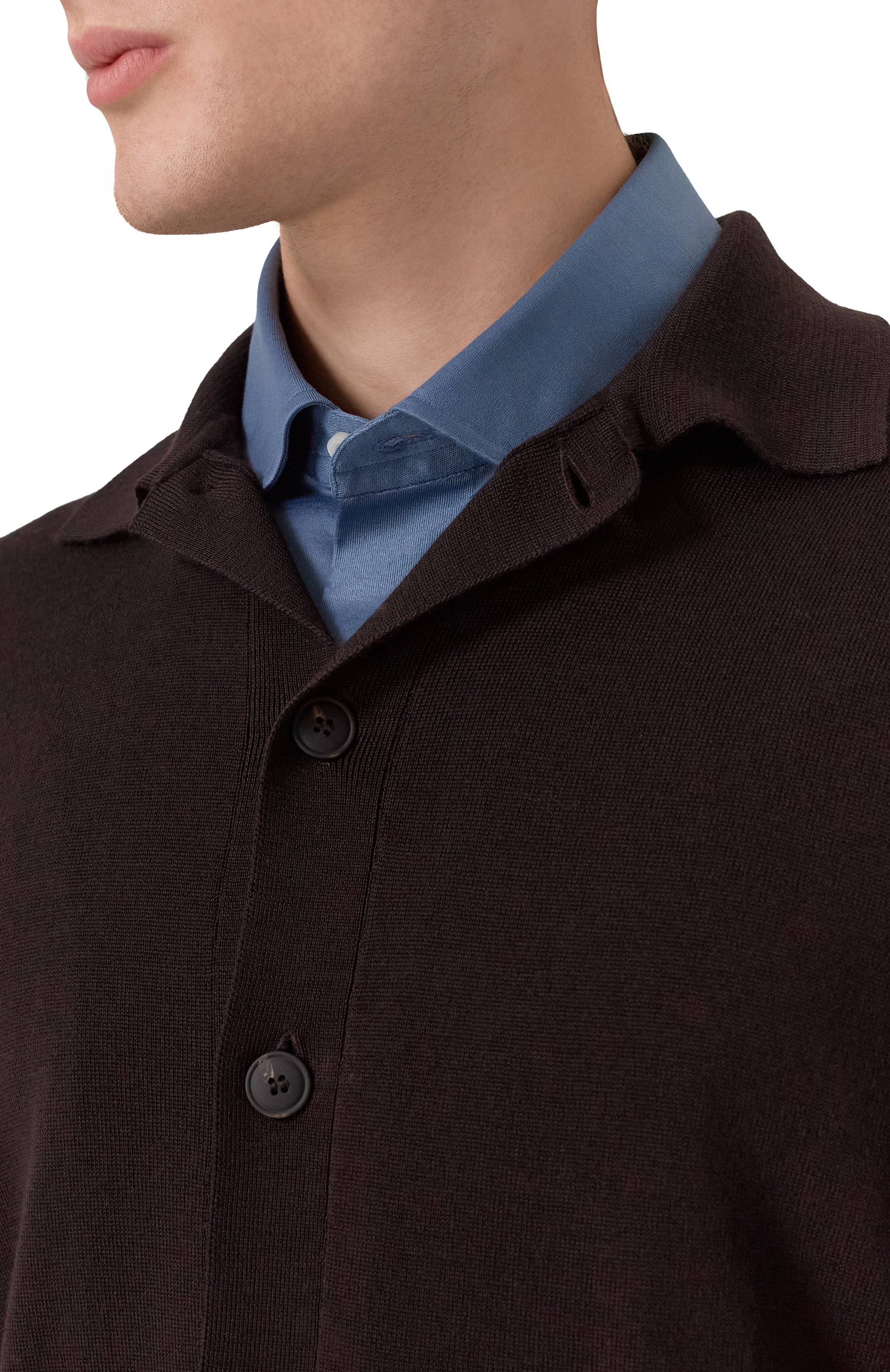 Шерстяная рубашка GRAN SASSO темно-коричневого цвета по цене 36450 руб., арт. 57116/14822, фото 5 Шерстяная рубашка GRAN SASSO, арт. 57116/14822, фото 5