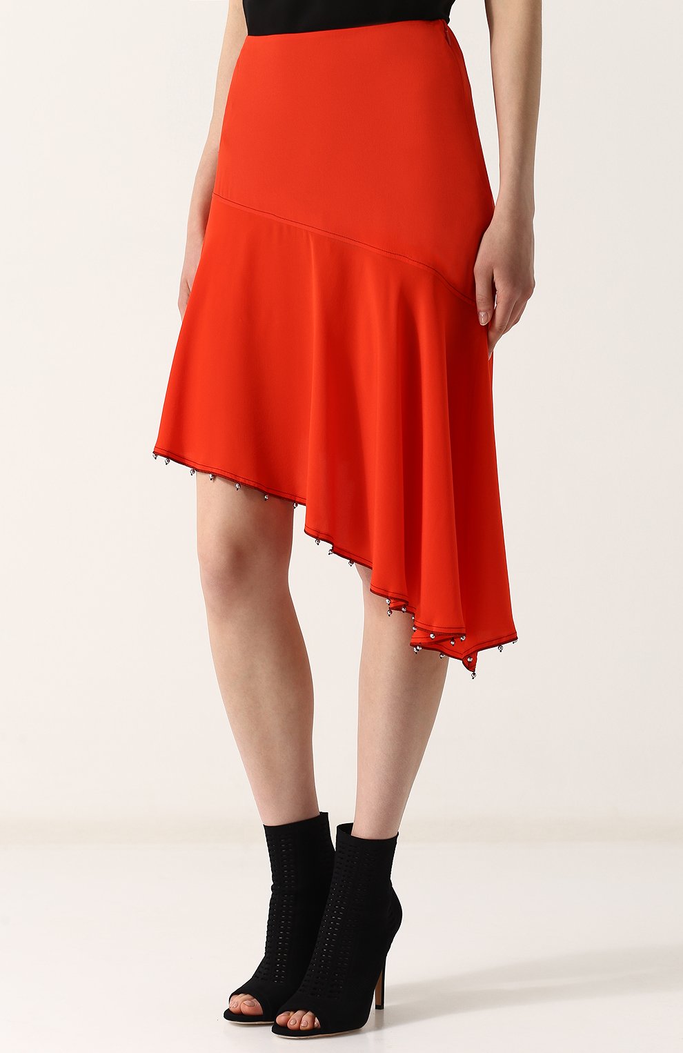 Однотонная шелковая юбка-миди асимметричного кроя  SONIA RYKIEL, арт. 19405216-47, фото 3