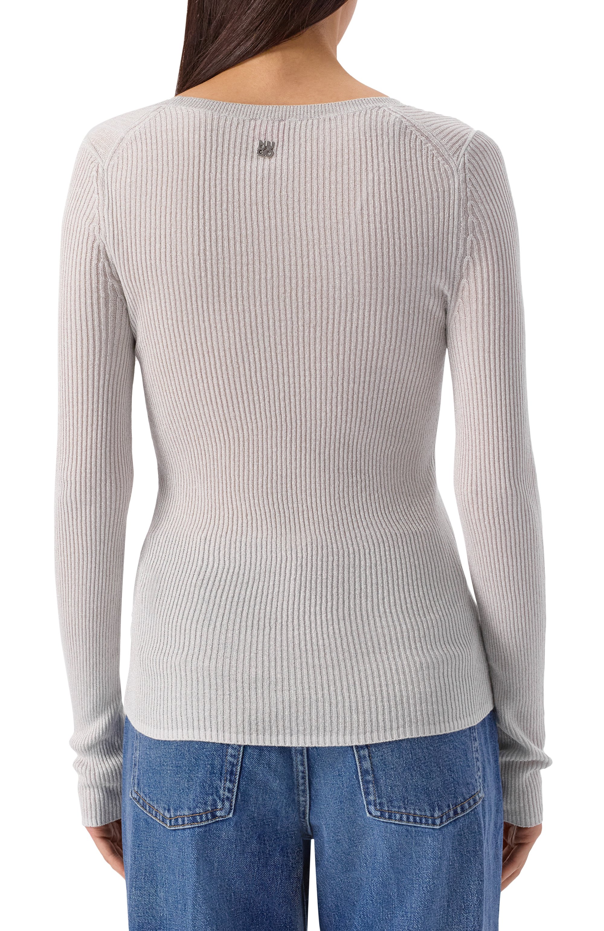 Пуловер из вискозы HUGO светло-серого цвета по цене 19950 руб., арт. 50548250, фото 4 Пуловер из вискозы HUGO, арт. 50548250, фото 4