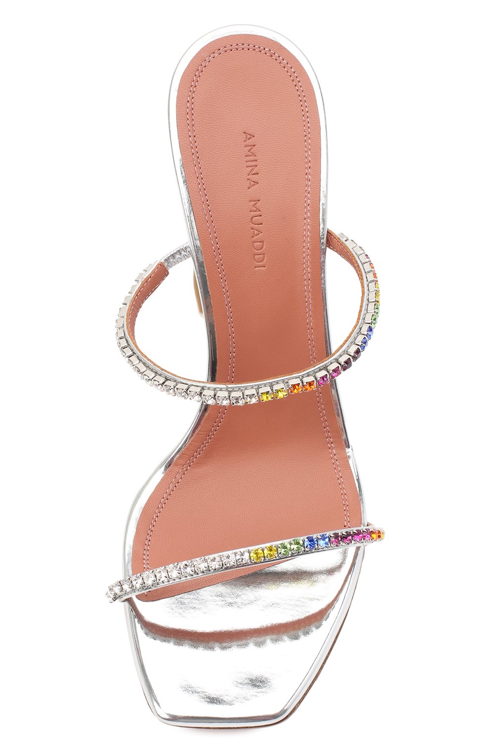 Кожаные мюли gilda AMINA MUADDI, арт. GILDASLIPPER/MIRR0R/SILVER + HALF RAINB0W CRYSTAL, фото 5