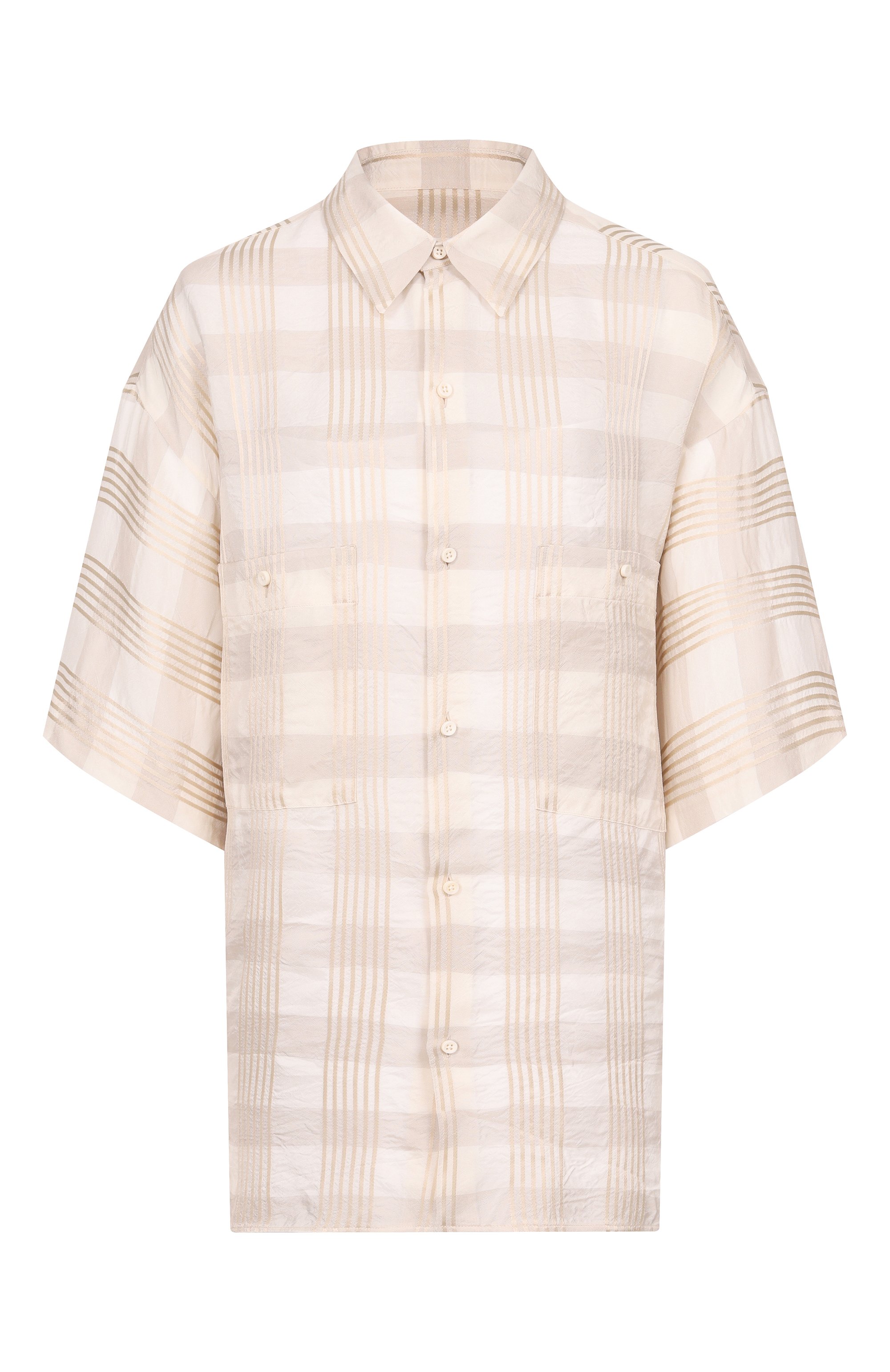 Рубашка из вискозы UMA WANG кремового цвета по цене 92650 руб., арт. UM1527, фото 1 Рубашка из вискозы UMA WANG, арт. UM1527, фото 1