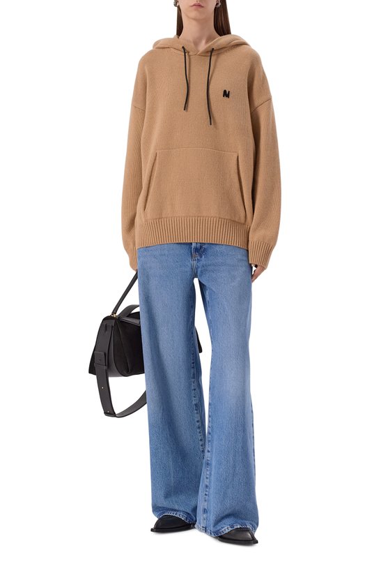 Худи из шерсти и кашемира MSGM 3940MM205/257596 Бежевый  3940MM205/257596 Фото 2