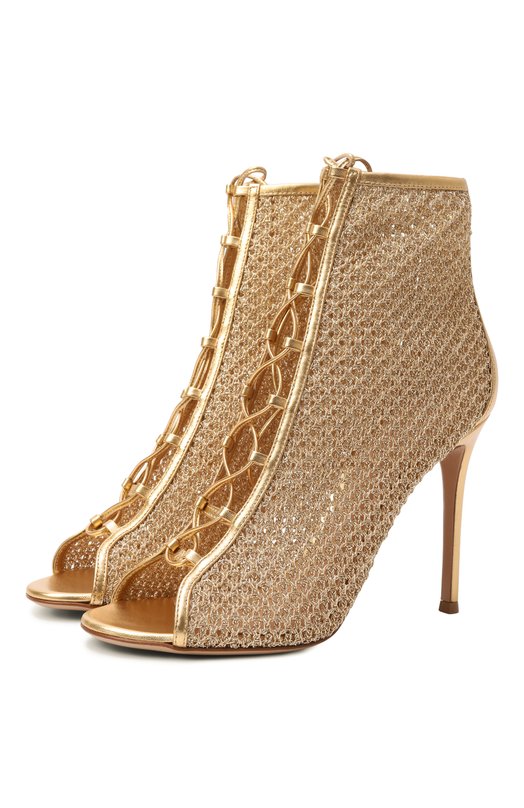 Текстильные ботильоны Gianvito Rossi G50643.15RIC.NITMEKM Золотой G50643.15RIC.NITMEKM