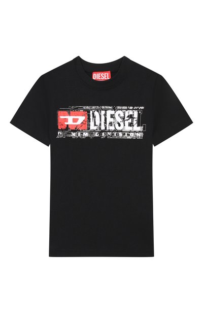 Хлопковая футболка DIESEL черного цвета по цене 9680 руб., арт. J02976/00YI9, фото 1 Хлопковая футболка DIESEL, арт. J02976/00YI9, фото 1