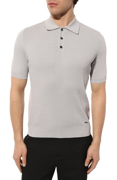 Поло из хлопка и шелка ZILLI светло-серого цвета по цене 121000 руб., арт. MBZ-PB238-ALL01/MC01, фото 3 Поло из хлопка и шелка ZILLI, арт. MBZ-PB238-ALL01/MC01, фото 3