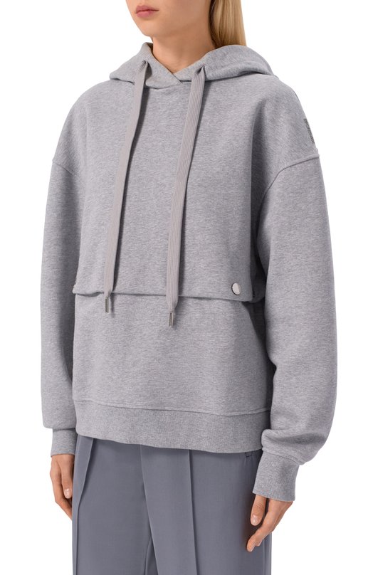 Хлопковое худи Sportmax SAGGI0 Серый  SAGGI0 Фото 3
