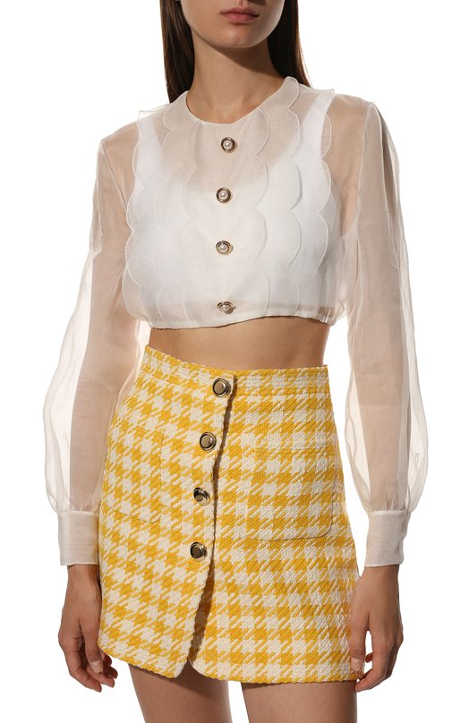 Шелковый топ Miu Miu MT1674-401-F0009 Белый  MT1674-401-F0009 Фото 3