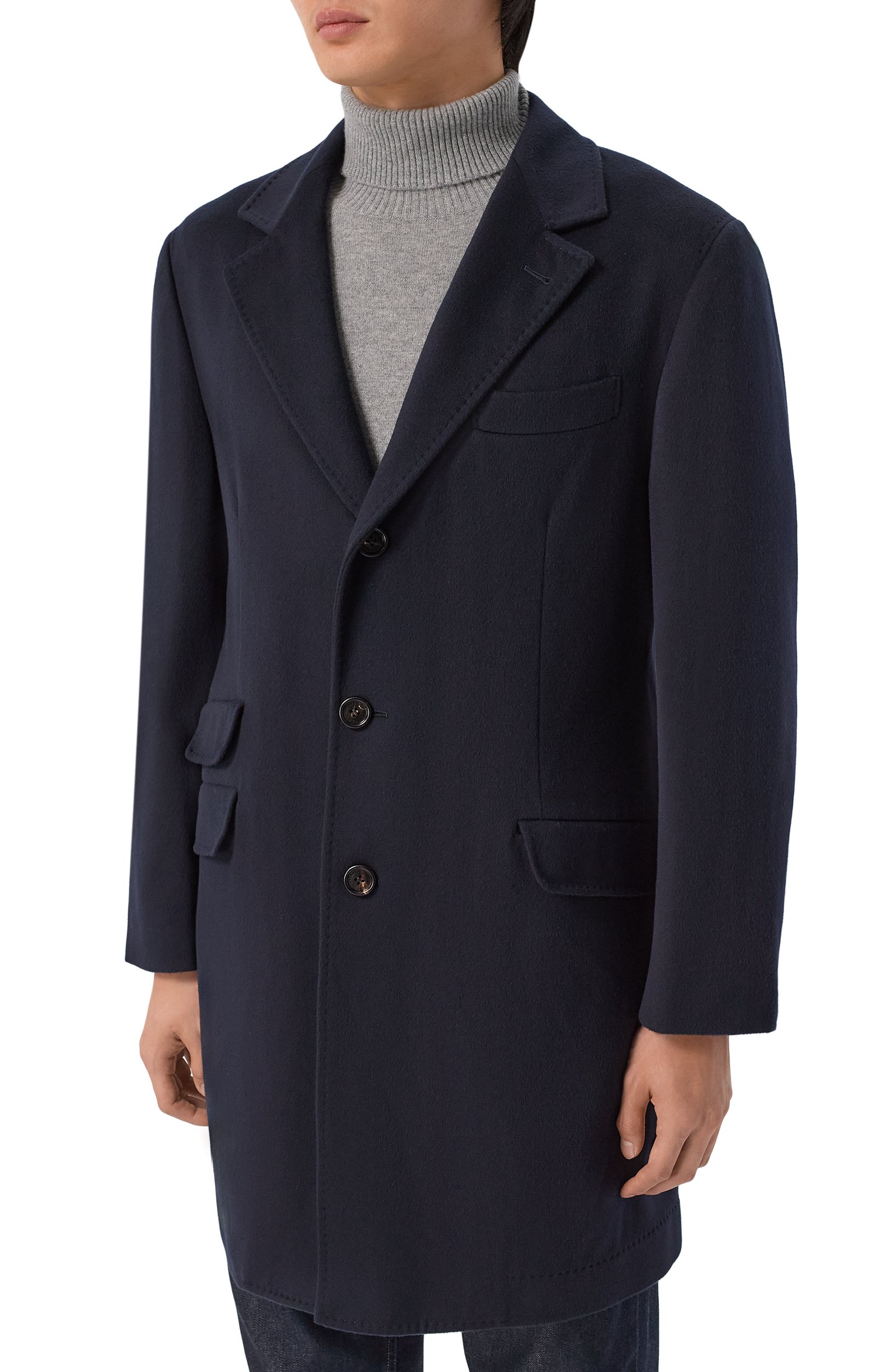 Шерстяное пальто BRUNELLO CUCINELLI темно-синего цвета по цене 533000 руб., арт. MV4679039, фото 3 Шерстяное пальто BRUNELLO CUCINELLI, арт. MV4679039, фото 3